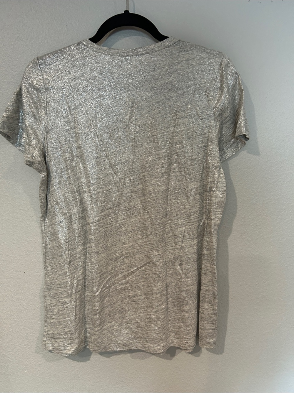 J. Crew Metallic Silver V-Neck Short Sleeve Tee - Picture 4 of 4